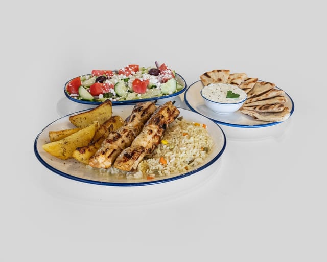 Chicken Souvlaki Plate.