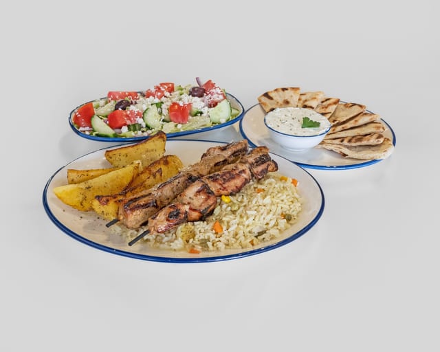Pork Souvlaki Plate.